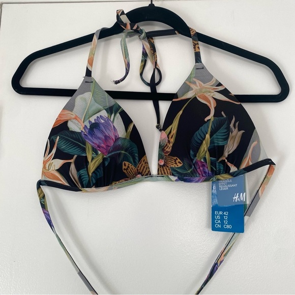 NWT H&M padded tropical print bikini top size 12 (Large) - Picture 2 of 10